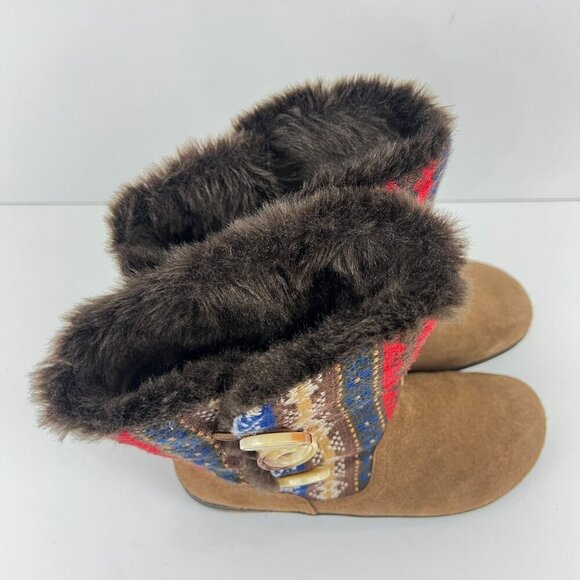 Alegria Nanook Cozy Choco Boots Brown Suede Leather Tribal Faux Fur 38 8 - Picture 7 of 10
